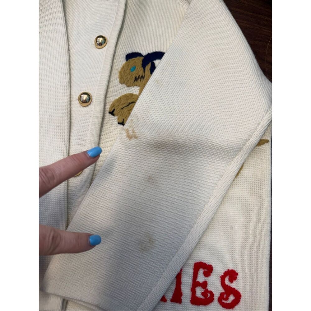 Leroy Knitwear Vintage 60’s Aries Zodiak Embroidered Sweater Women’s Size Small - Picture 12 of 16